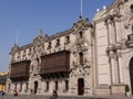 ArchbishopÃ¢â¬â¢s palace in the Historic Center of Lima Royalty Free Stock Photo